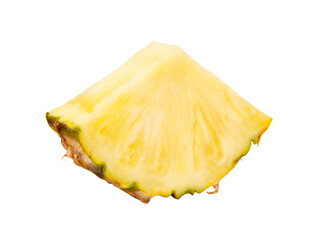 Slice of juicy pineapple isolated on white background.