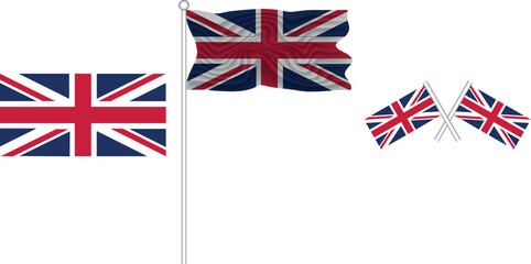Waving Flag of United Kingdom on the white background vector and illustrator