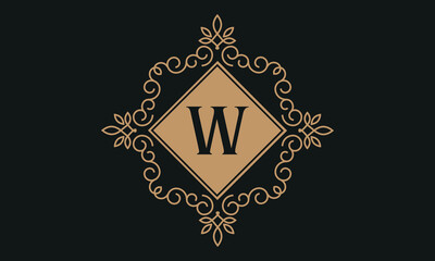 Luxury vector logo template for restaurant, royalty boutique, cafe, hotel jewelry, fashion. Floral monogram with the letter W.