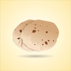 Indian Breakfast Food Roti Vector Illustration File