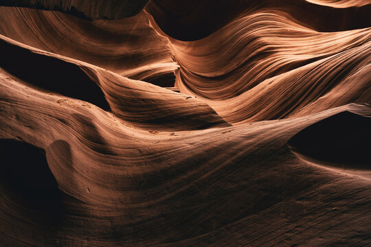 sandstone waves detail in Antelope Canyon, Arizona, background, travel concept dune