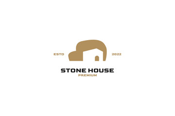 Flat stone house logo vector icon illustration idea
