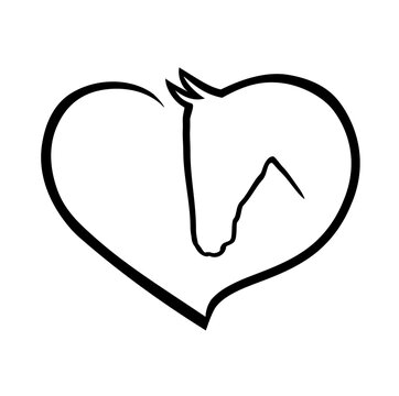 recommend clip art: Black horse vector head face outline silhouette drawing illustration in heart frame shape.Love horses tattoo sign icon.T shirt print.Laser Cut.Plotter Cutting.Vinyl wall sticker decal.Sublimation.DIY