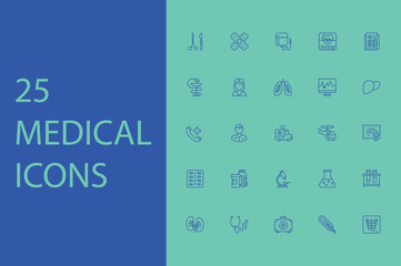 Fototapeta na wymiar minimal medical icon set vector illustration.