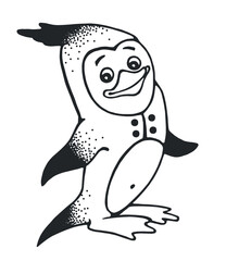 Fototapeta premium Cheerful penguin baby at the school
