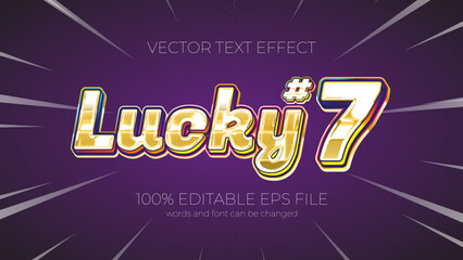 Lucky 7 editable text effect style, EPS editable text effect
