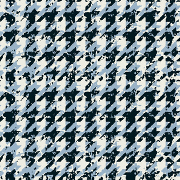 Grunge houndstooth tartan plaid wallpaper abstract vector seamless pattern 