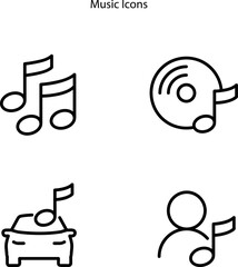 music note icon set isolated on white background with deferent style. music icon web. music icon vector illustration. music icon modern. music icon trendy.