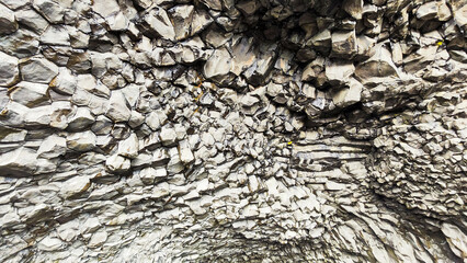 Basalt columns at Reynisfjara Beach near Vik in Iceland