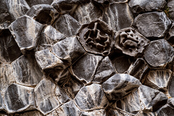 Natural background of basalt cliff with textures surface
