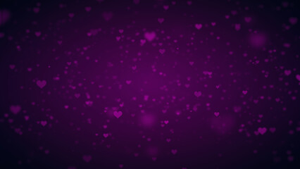 Abstract Dark Purple Blurry Sharp Sparkle Heart Shape Particles Flying Background