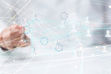 Global network. Blockchain. 3D illustration. Neural networks and artificial intelligence. Abstract