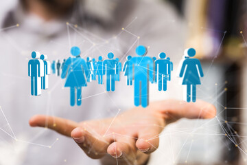 Global network. Blockchain. 3D illustration. Neural networks and artificial intelligence. Abstract