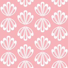 White pink seamless pattern sea shell clam, creative background for textile