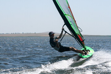 Windsurfing in the Black Sea, Russia.