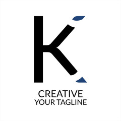 Simple Logo Design Linked K Letter in black and blue color, brand logo, company logo, business logo. monogram