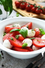 Italian appetizer caprese. Classic caprese salad with tomatoes and mozzarella
