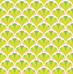 Abstract Ginkgo Biloba Leaves Natural Retro Geometric Vector Seamless Pattern Interior Style Design Perfect for Allover Fabric Print or Wall Paper
