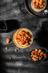 panna cotta on a dark background