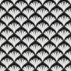 Abstract Ginkgo Biloba Leaves Natural Retro Geometric Vector Seamless Pattern Interior Style Design Perfect for Allover Fabric Print or Wall Paper