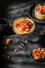 panna cotta on a dark background