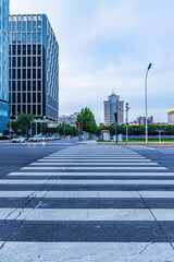 Empty city streets and zebra crossings