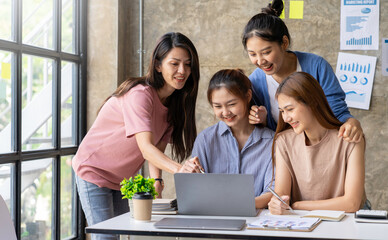 Financial advisor teamwork and accounting concept. Business Team Meeting to brainstorm and discuss to audit finance planning sales. professional investor working with new startup project