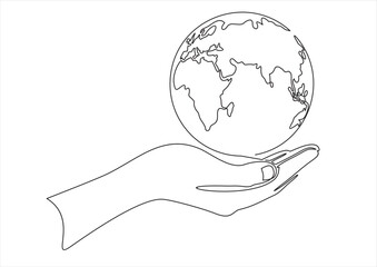 hand holding globe