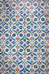 Painted tiles in Topkapi Palace, Istanbul, Turkey