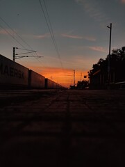 railway station at sunset
