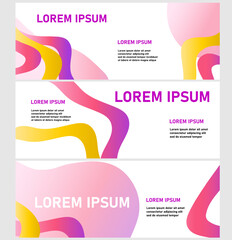Wide format banner templates, with abstract lines in gradient color. Vector illustration.