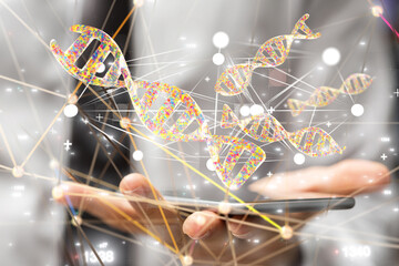 world Neural network 3D illustration. Big data and cybersecurity