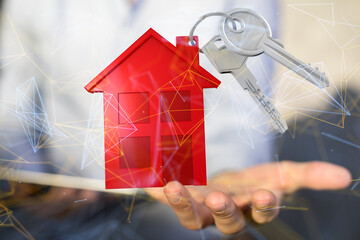 home choice Big data and artificial intelligence concept. Machine learning and cyber mind domination