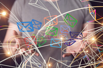 email icons in work space 3d.