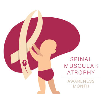 A Square Vector Image With A Baby And Spinal Muscular Atrophy Symbols. SMA Awareness Month,