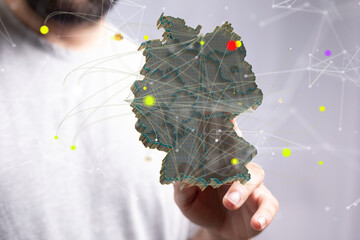 Germany map with national flag.