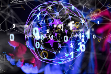 network holding in hand 3d connection data