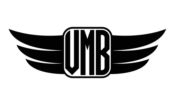 VMB three Letter wing minimalist creative concept icon eagle symbol professional black and white logo design, Vector template