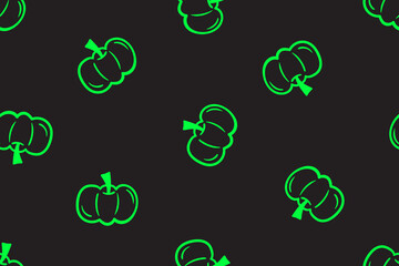 Green light neon pumpkin Halloween pattern
