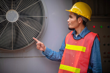 Asian engineer Indonesian employee worker working metal heavy factory plant, Technician Workman...