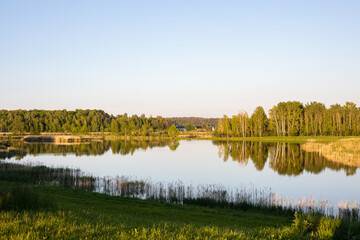 Picturesque lake in the evening