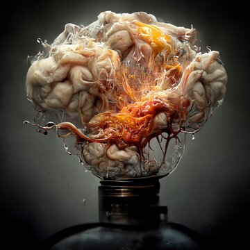 Human brain exploding concept. Mind blown concept.