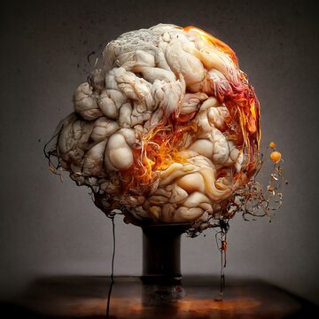 Human brain exploding concept. Mind blown concept.