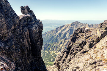 View of the Tatra mountains from Lomnicky peak in the summer season