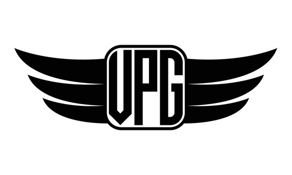 VPG three Letter wing minimalist creative concept icon eagle symbol professional black and white logo design, Vector template
