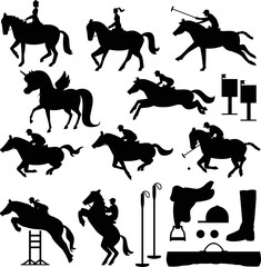 Equestrian sport Horse vector Silhouettes