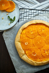 whole grain tart with orange slices