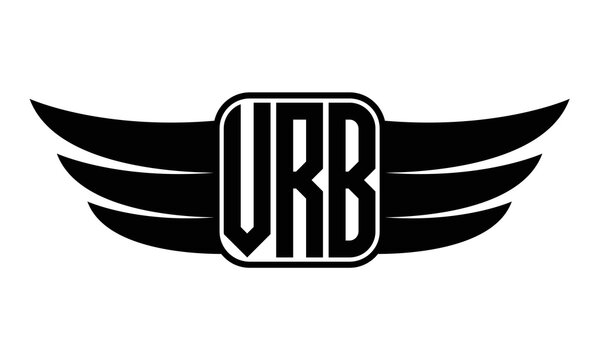 VRB three Letter wing minimalist creative concept icon eagle symbol professional black and white logo design, Vector template