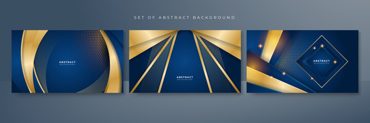 Abstract luxury blue and gold background. Abstract background with modern trendy fresh color for presentation design, flyer, social media cover, web banner, tech banner