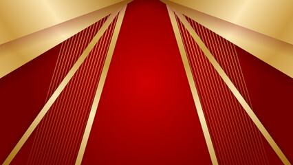 Obraz premium Abstract luxury red and gold background. Abstract background with modern trendy fresh color for presentation design, flyer, social media cover, web banner, tech banner